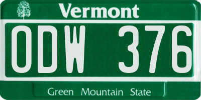 VT license plate ODW376