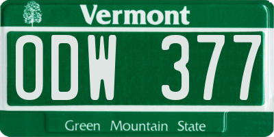VT license plate ODW377