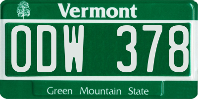 VT license plate ODW378