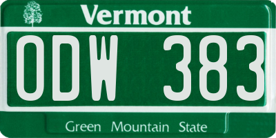 VT license plate ODW383