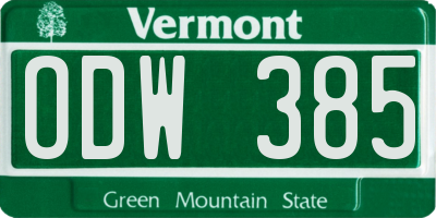VT license plate ODW385