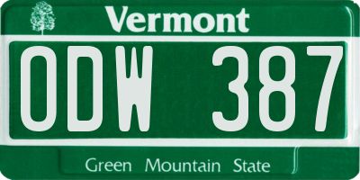 VT license plate ODW387