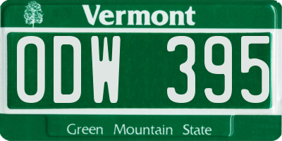 VT license plate ODW395