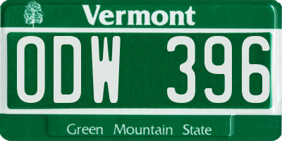 VT license plate ODW396