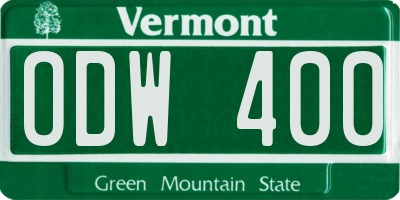 VT license plate ODW400