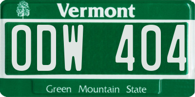 VT license plate ODW404