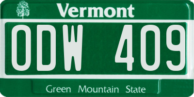 VT license plate ODW409