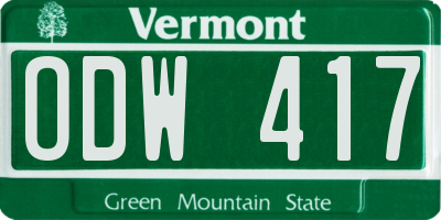 VT license plate ODW417