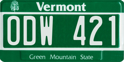 VT license plate ODW421