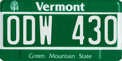 VT license plate ODW430
