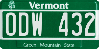 VT license plate ODW432