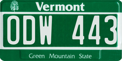 VT license plate ODW443