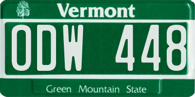 VT license plate ODW448
