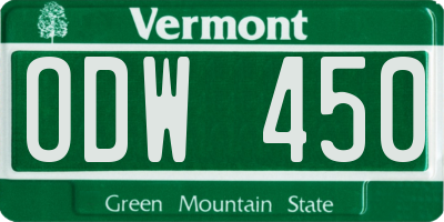 VT license plate ODW450