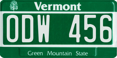 VT license plate ODW456