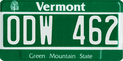VT license plate ODW462