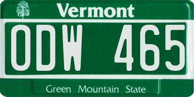 VT license plate ODW465