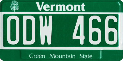VT license plate ODW466