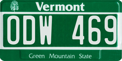 VT license plate ODW469