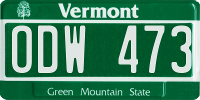 VT license plate ODW473