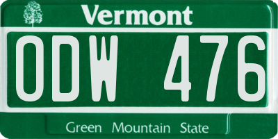 VT license plate ODW476