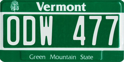 VT license plate ODW477