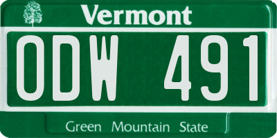 VT license plate ODW491
