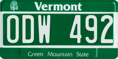 VT license plate ODW492