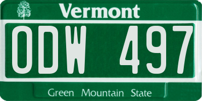 VT license plate ODW497