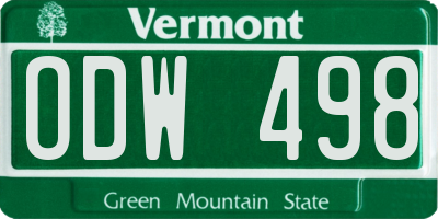 VT license plate ODW498