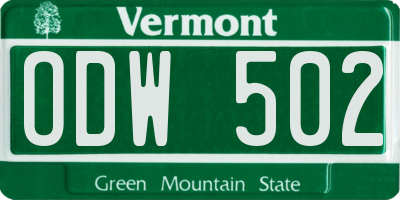 VT license plate ODW502