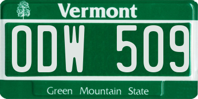 VT license plate ODW509