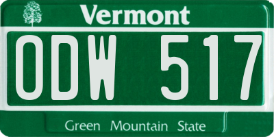 VT license plate ODW517