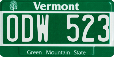 VT license plate ODW523