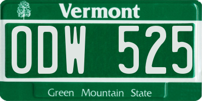 VT license plate ODW525