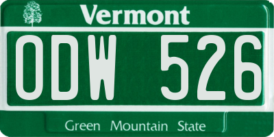 VT license plate ODW526