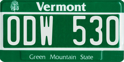 VT license plate ODW530