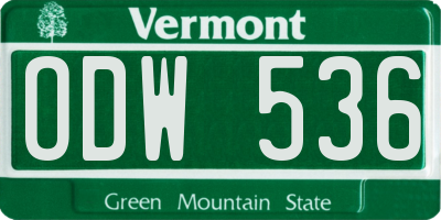 VT license plate ODW536