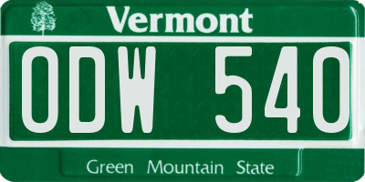VT license plate ODW540