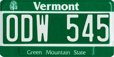 VT license plate ODW545