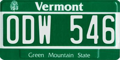 VT license plate ODW546
