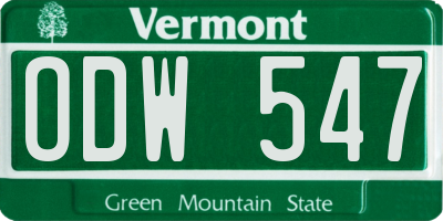 VT license plate ODW547