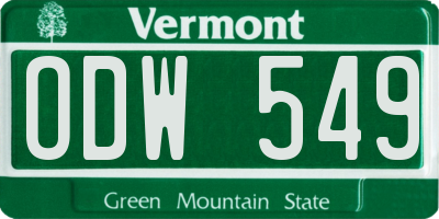 VT license plate ODW549