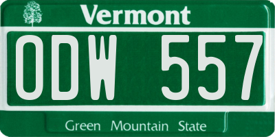 VT license plate ODW557