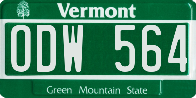 VT license plate ODW564