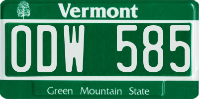 VT license plate ODW585