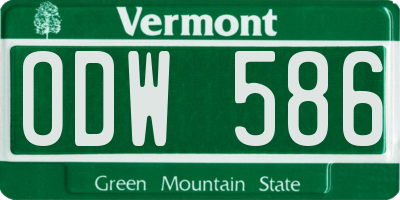 VT license plate ODW586