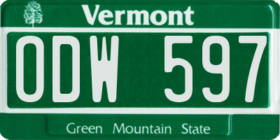 VT license plate ODW597