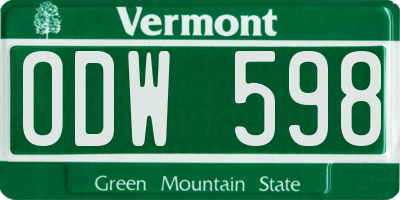 VT license plate ODW598