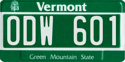 VT license plate ODW601